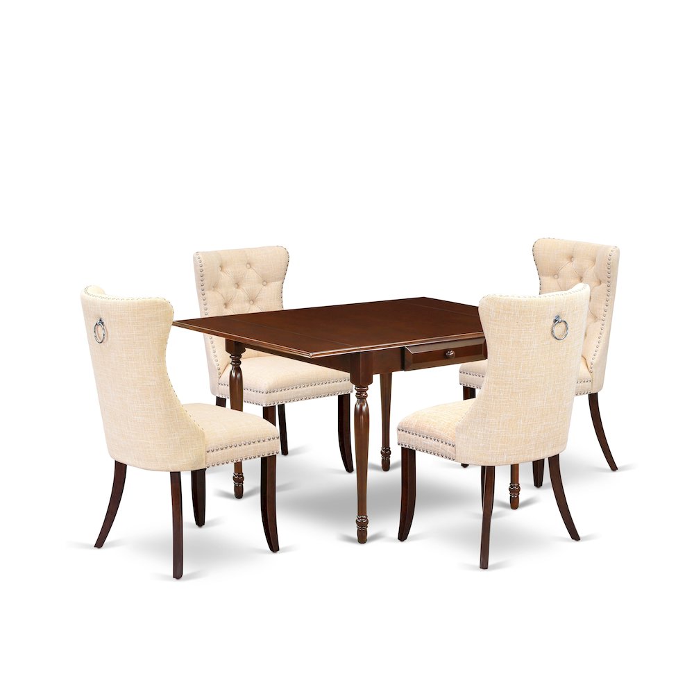 5 Piece Kitchen Table Set Contains a Rectangle Dining Table with Dropleaf. Picture 1