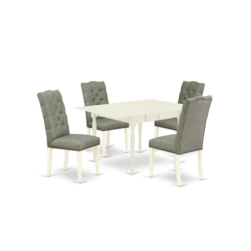 Dining Room Set Linen White, MZEL5-LWH-07. Picture 1