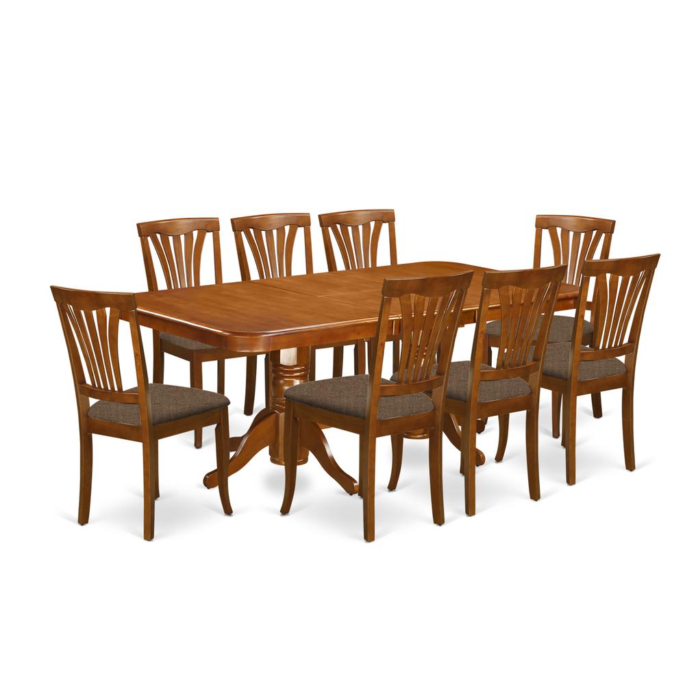 NAAV9-SBR-C 9 PC Dining room set-Dining Table and 8 Dining Chairs. Picture 1