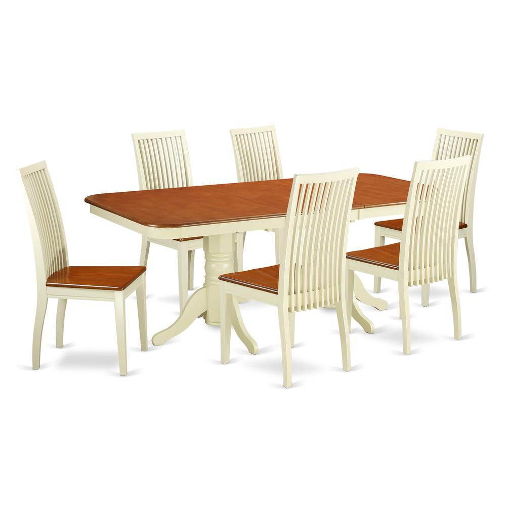 Dining Room Set Buttermilk & Cherry, NAIP7-BMK-W. Picture 1
