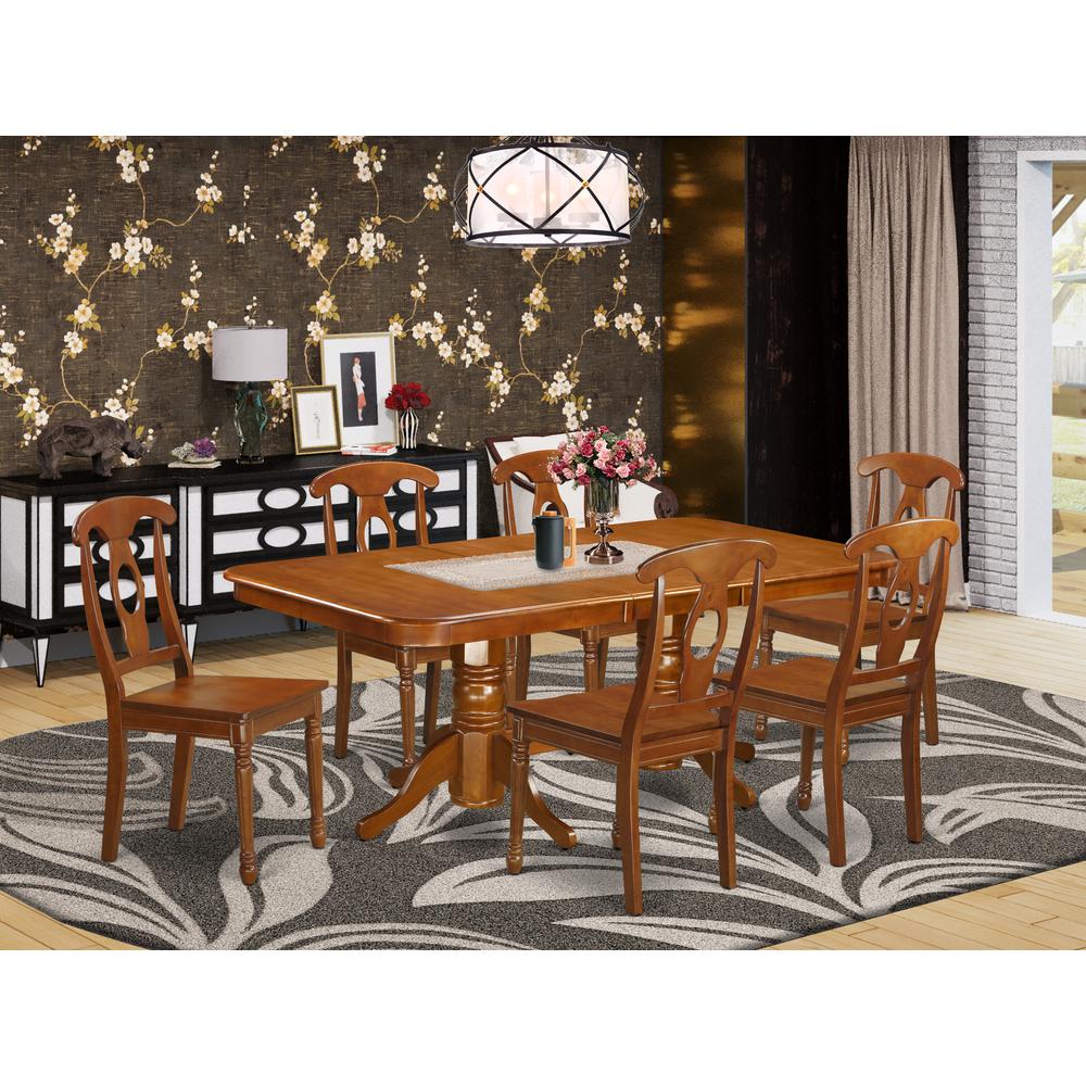 7  PC  Dining  room  set  for  6-rectangular  Table  with  Leaf  and  6  Kitchen  Dining  Chairs. Picture 4