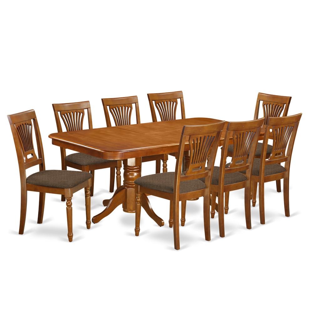 NAPL9-SBR-C 9 Pc Dining room set-Dining Table and 8 Dining Chairs. Picture 1