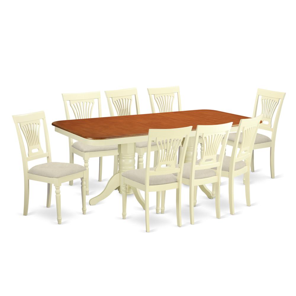 NAPL9-WHI-C 9 Pc dinette set for 8- Kitchen dinette Table and 8 Dining Chairs. Picture 1