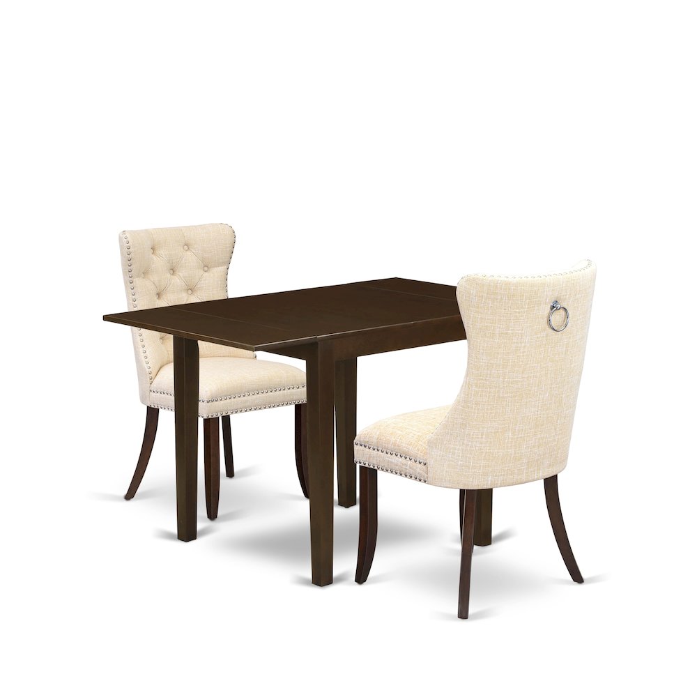 3 Piece Dinette Set Consists of a Rectangle Dining Table with Dropleaf. Picture 1