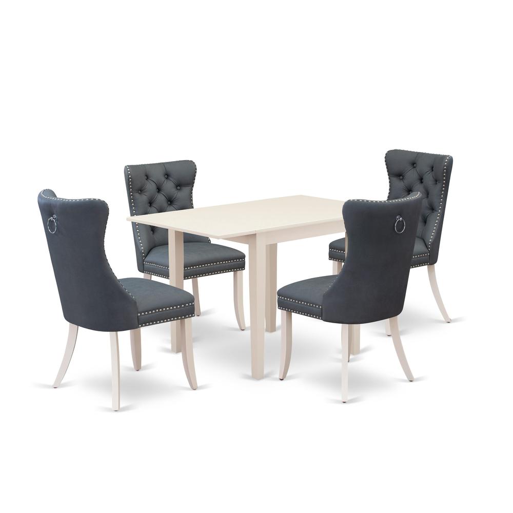 5 Piece Dining Table Set Contains a Rectangle Kitchen Table with Dropleaf. Picture 6