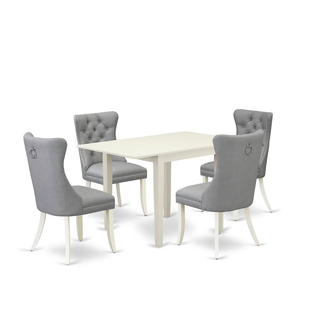 5 Piece Kitchen Set Consists of a Rectangle Dining Table with Dropleaf. Picture 1