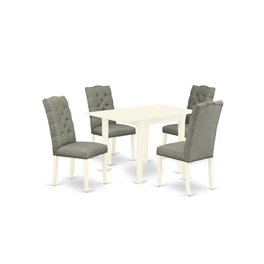 Dining Room Set Linen White, NDEL5-LWH-07. Picture 1