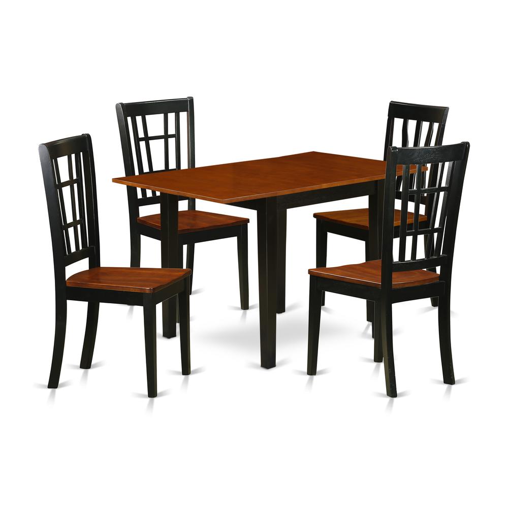 Dining Room Set Black & Cherry, NDNI5-BCH-W. Picture 1