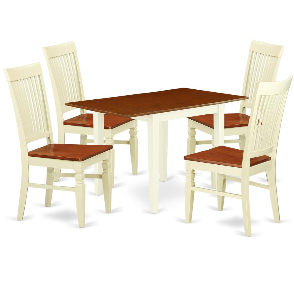 Dining Room Set Buttermilk & Cherry, NDWE5-WHI-W. Picture 1