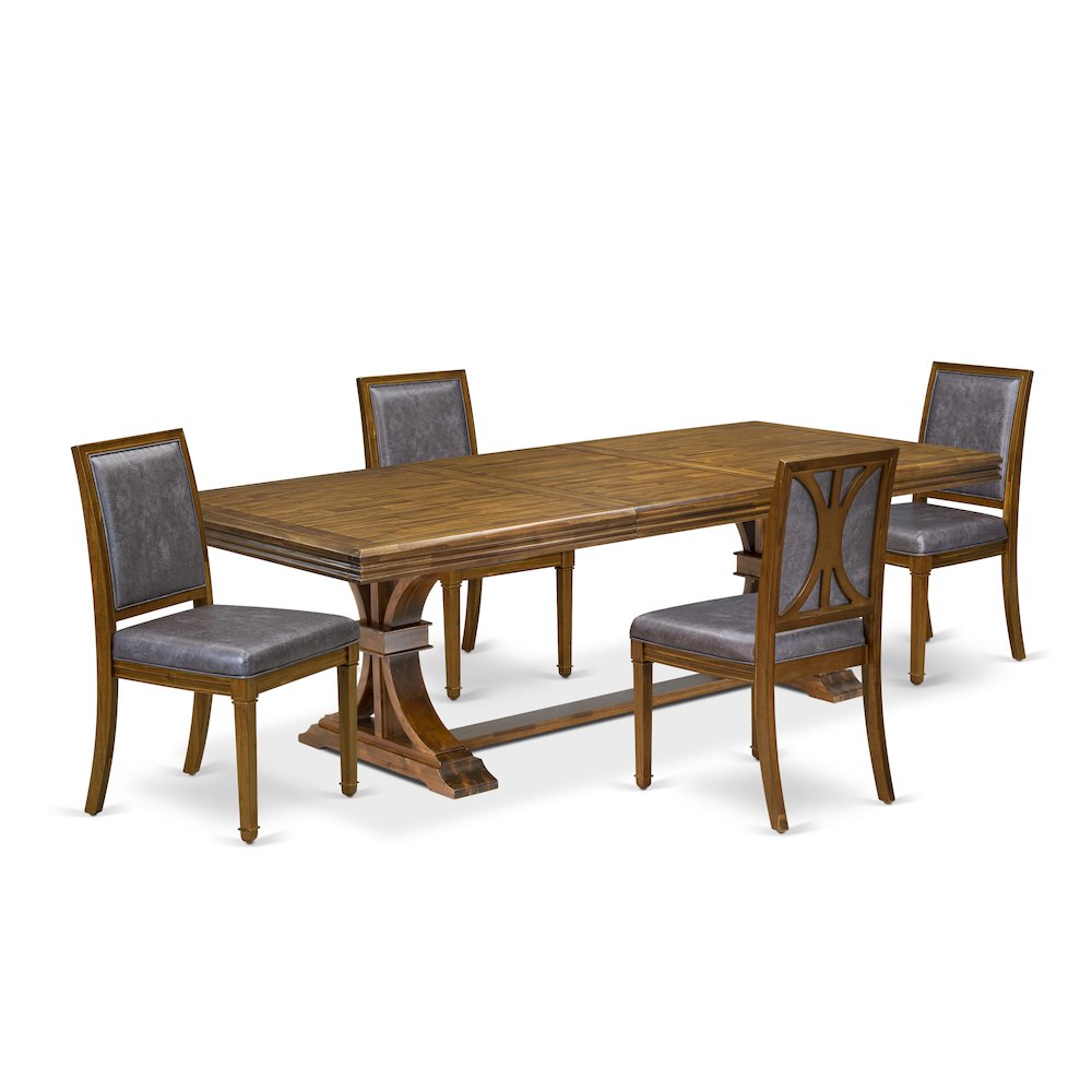 5 piece Dining Table Set consists of a Modern Dining Table and 4 Kitchen Chairs. Picture 1