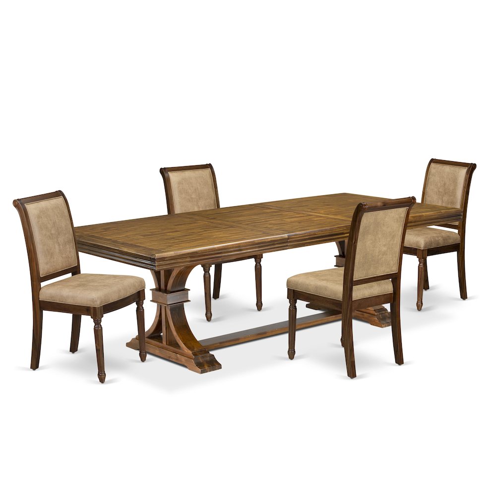 5 piece Dining Table Set of a Kitchen Table and 4 Dark Grey Dining Room Chairs. Picture 1