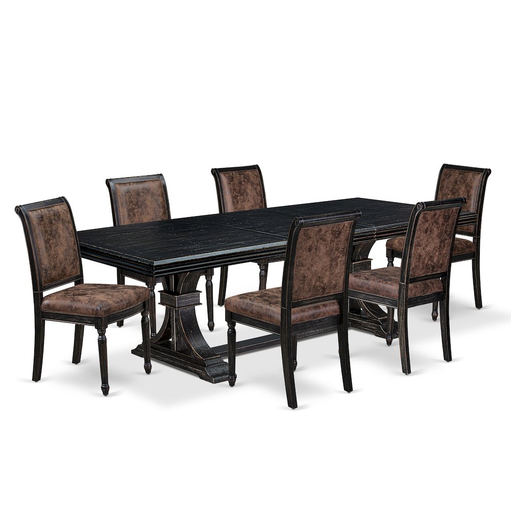 7 piece Modern Dining Table Set includes a Dining Table and 6 Kitchen Chairs. Picture 1