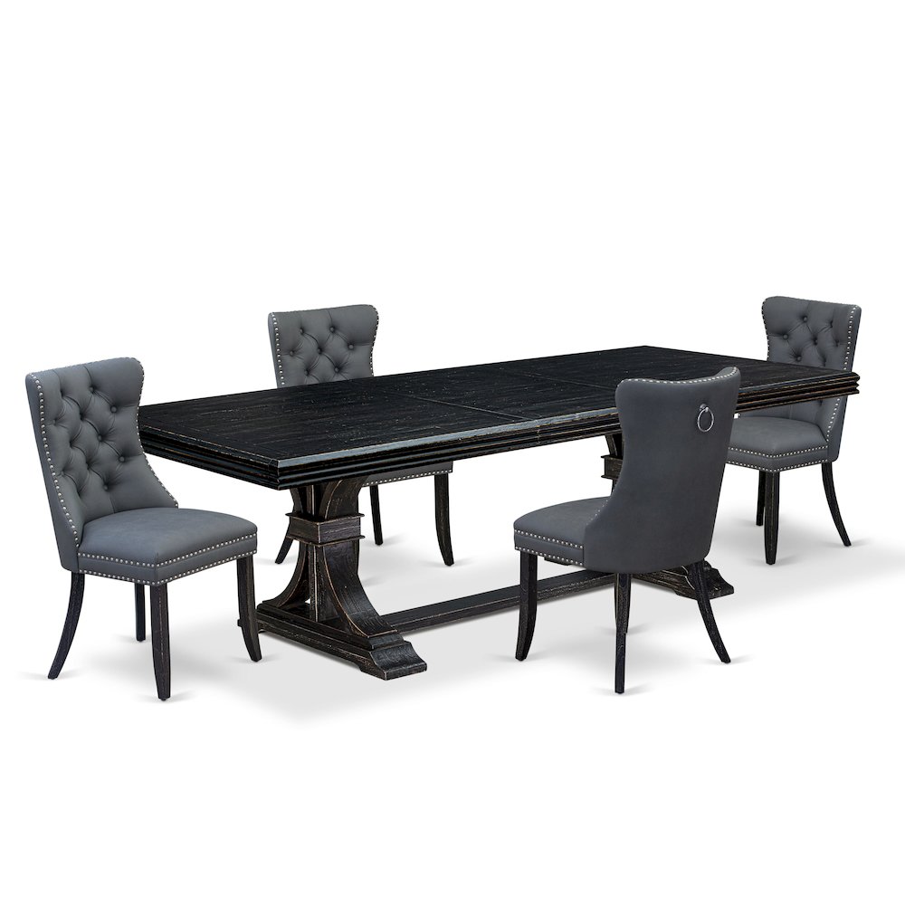5 Pieces Modern Dining Set a Rectangle Kitchen Table and 4 Dining Chairs. Picture 1