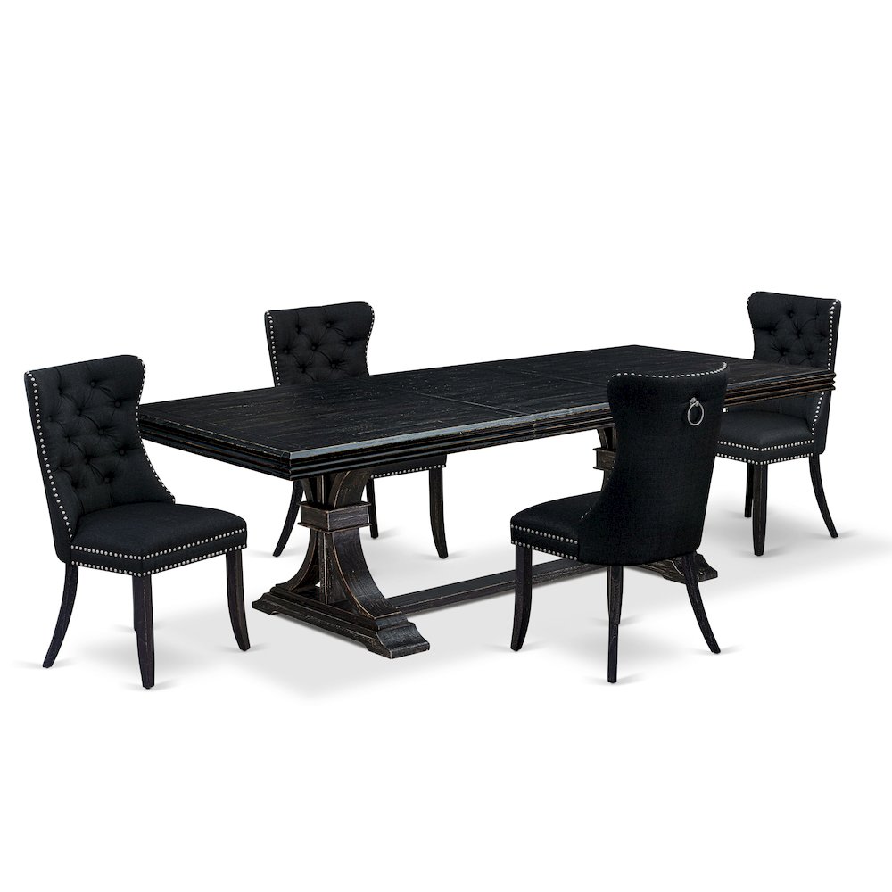 5 piece dining set a rectangular table and 4 Linen Fabric dining Chairs. Picture 1