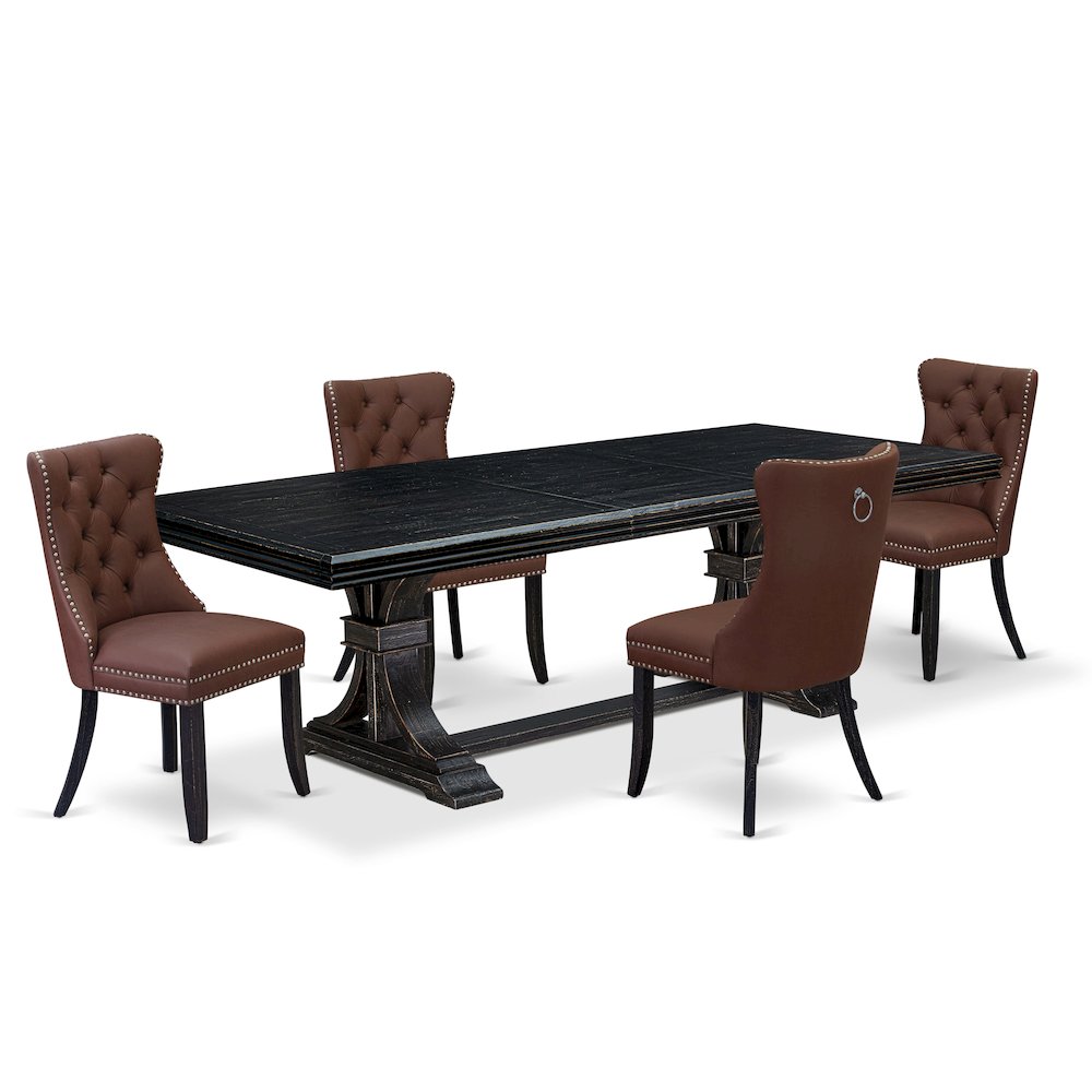 5 piece kitchen table set a dinner table and 4 Faux Leather modern chairs. Picture 1