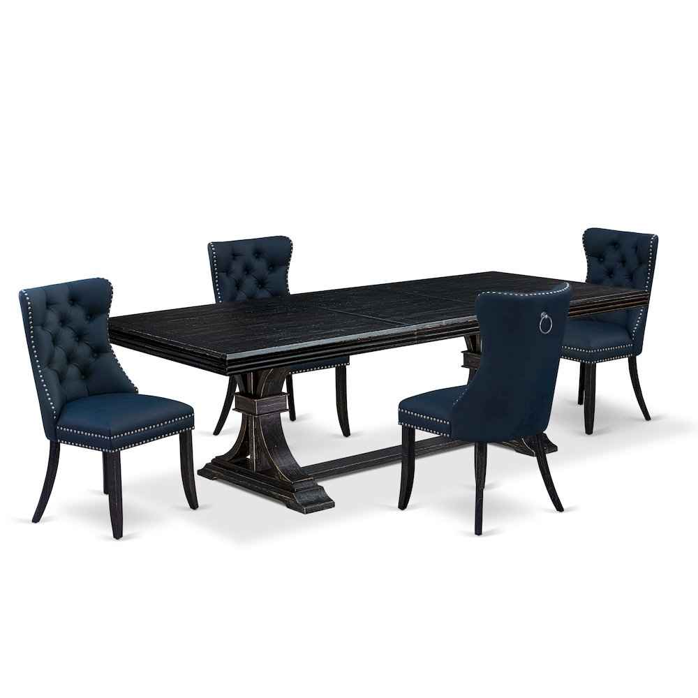 5 piece dining room set a wooden table and 4 Faux Leather dining Chairs. Picture 1