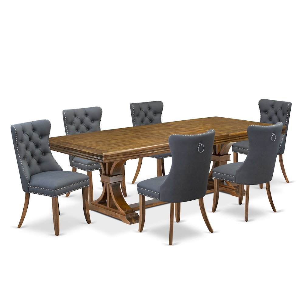 7 piece Dining Table Set includes a Modern Dining Table and 6 Kitchen Chairs. Picture 1