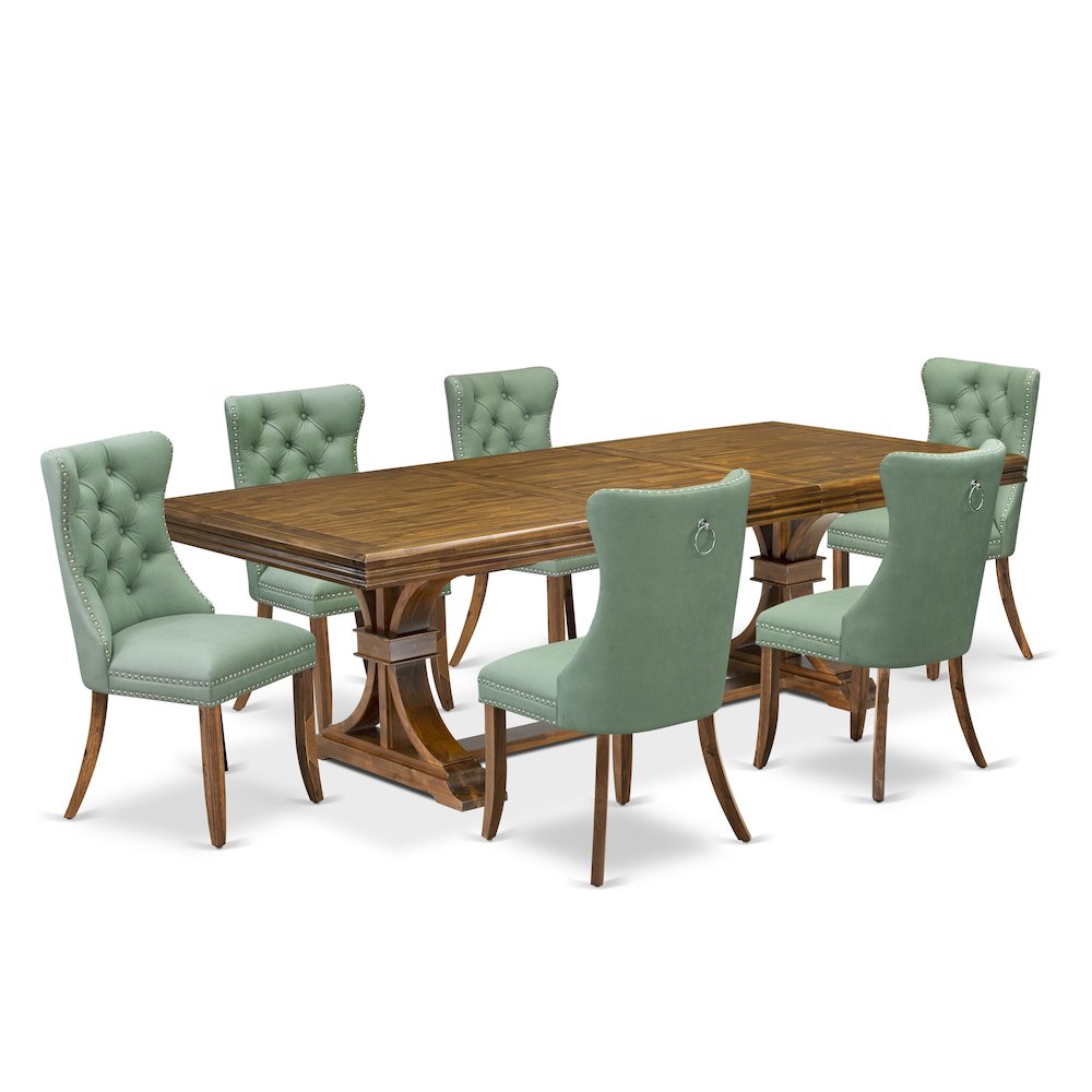7 piece Dining Table Set consists of a Kitchen Table and 6 Dinner Chairs. Picture 1