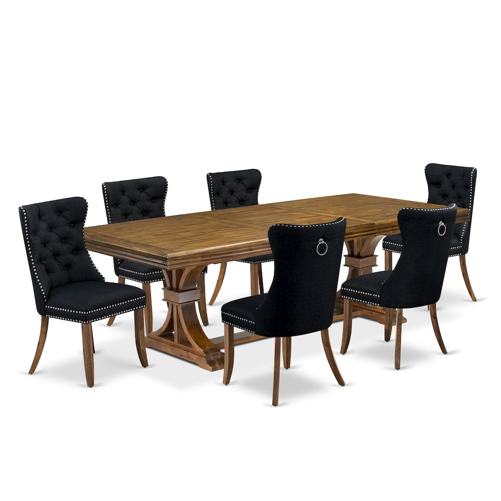 7 Pieces Dining Set Contains a Rectangle Kitchen Table and 6 Modern Chairs. Picture 1