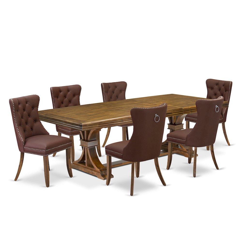 7 Pieces Dining Set Contains a Rectangle Kitchen Table and 6 Modern Chairs. Picture 1