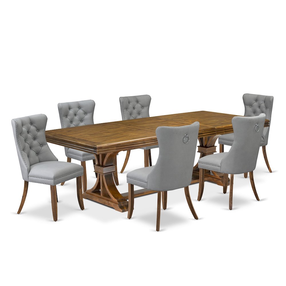 7 Pieces Dining Set Contains a Rectangle Kitchen Table and 6 Modern Chairs. Picture 1