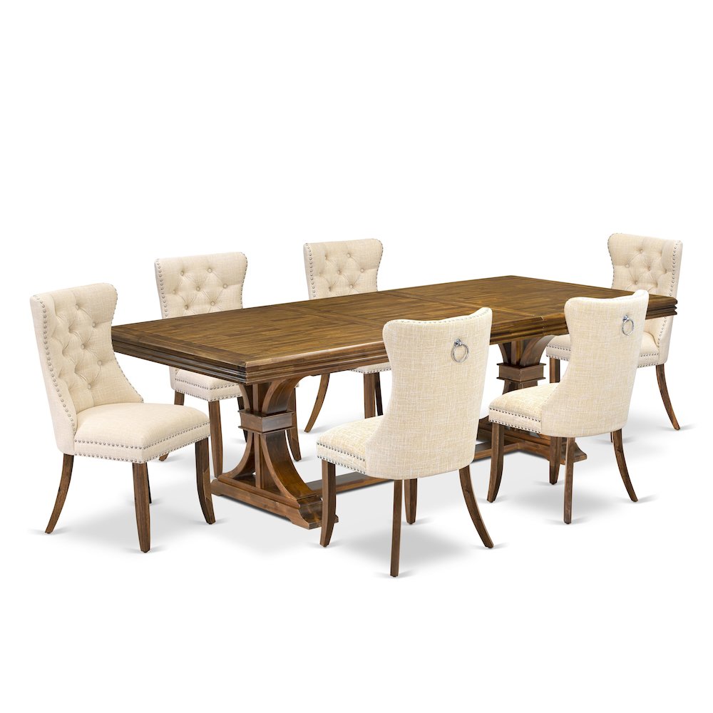 7 Pieces Dining Set Contains a Rectangle Kitchen Table and 6 Modern Chairs. Picture 1