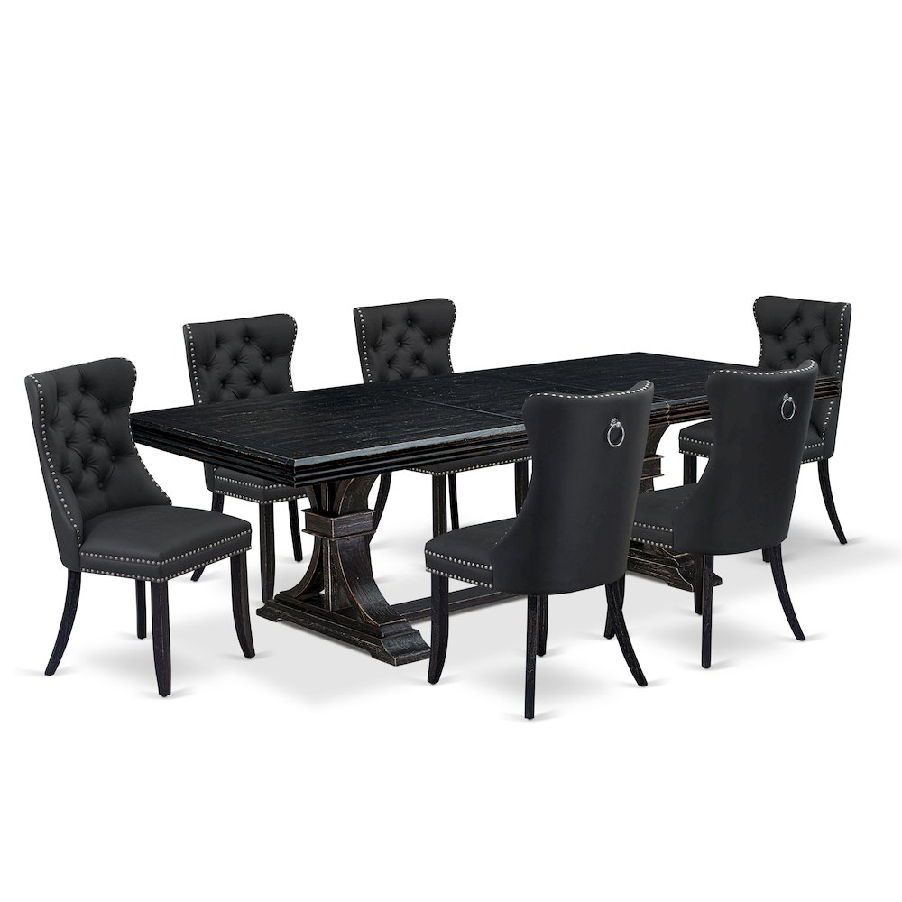 7 Pieces Dining Set Contains a Rectangle Kitchen Table and 6 Modern Chairs. Picture 1
