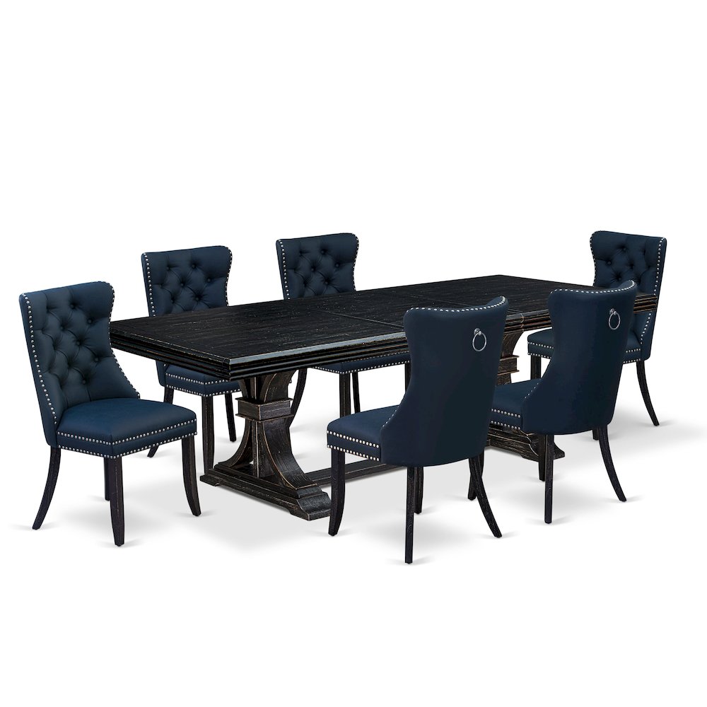 7 piece dining set includes a breakfast table and 6 Faux Leather padded chairs. Picture 1