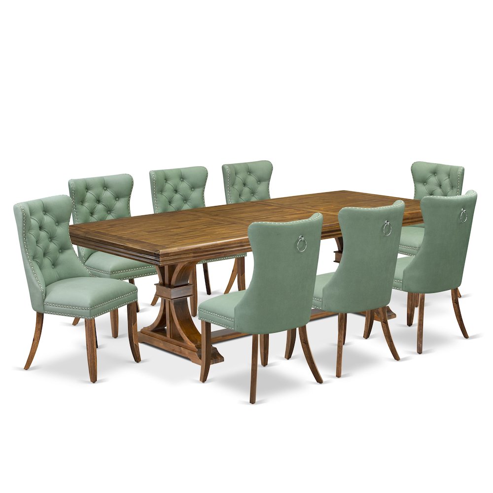 9 piece Modern Dining Table Set consists of a Kitchen Table and 8 Dining Chairs. Picture 1