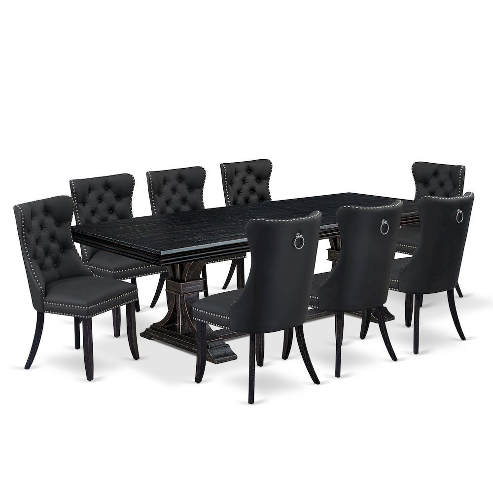 9 Pieces Dining Table Set a Rectangle Table and 8 Dining Chairs. Picture 1