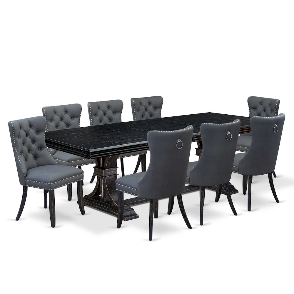 9 Pieces Dining Table Set a Rectangle Table and 8 Dining Chairs. Picture 1