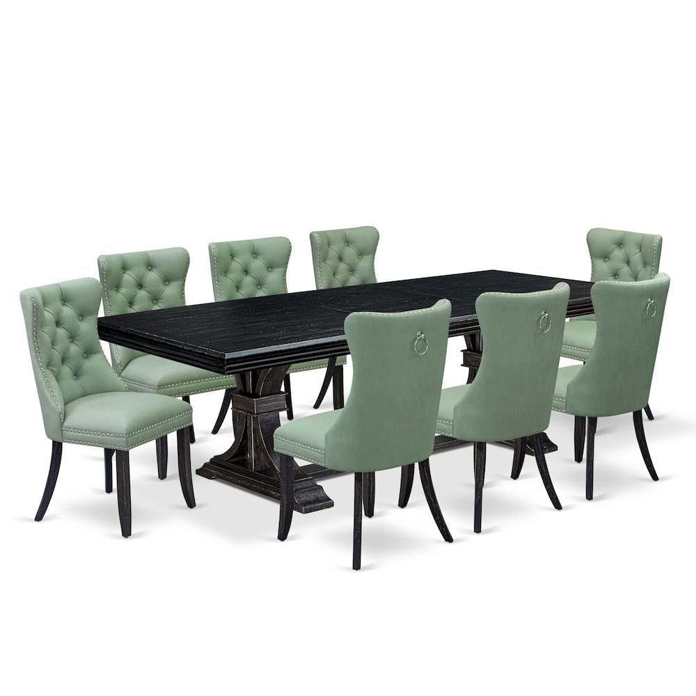 9 Pieces Dining Table Set a Rectangle Table and 8 Dining Chairs. Picture 1