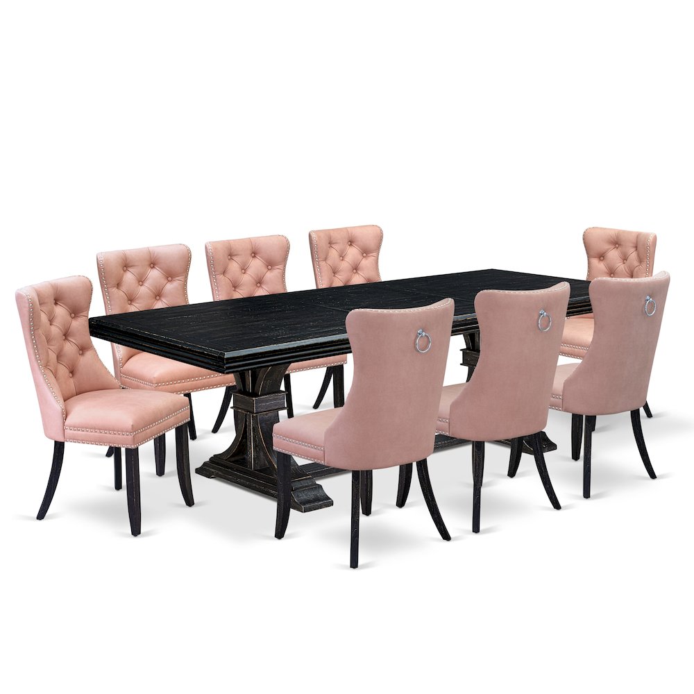 9 Pieces Dining Table Set a Rectangle Table and 8 Dining Chairs. Picture 1