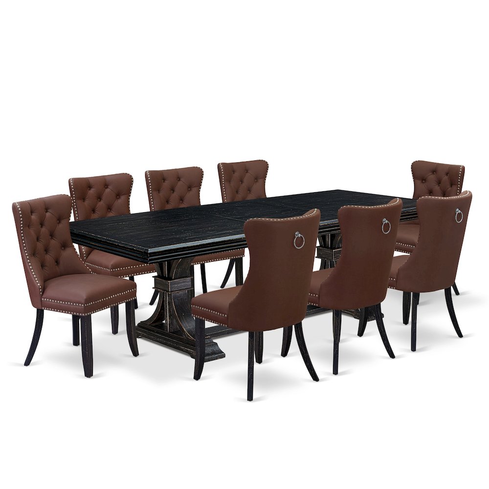 9 piece dining room set a breakfast table and 8 Faux Leather dining chairs. Picture 1