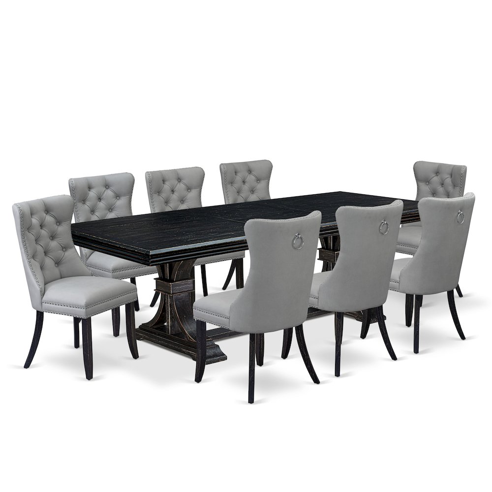 9 piece dining table set a dining table and 8 Faux Leather kitchen Chairs. Picture 1