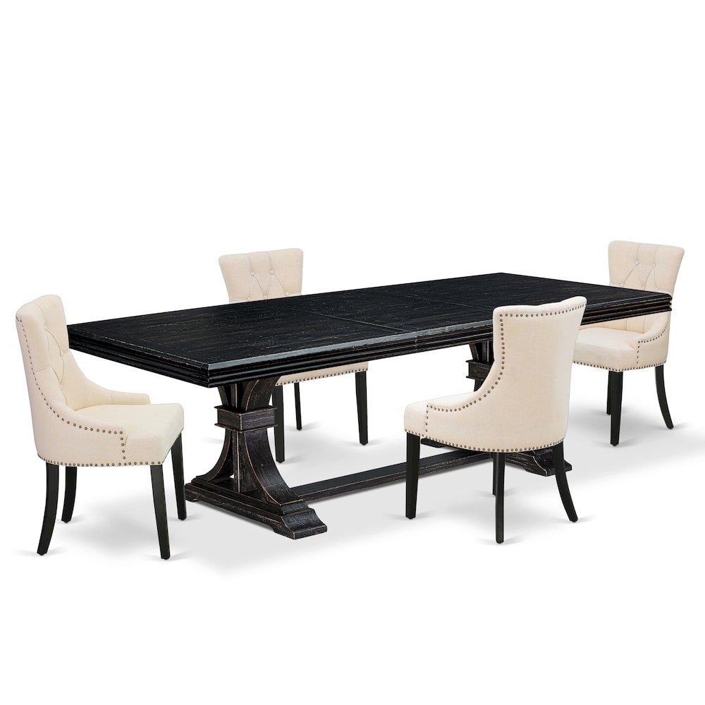 5 piece dining set a kitchen table and 4 kitchen chairs & black legs. Picture 1