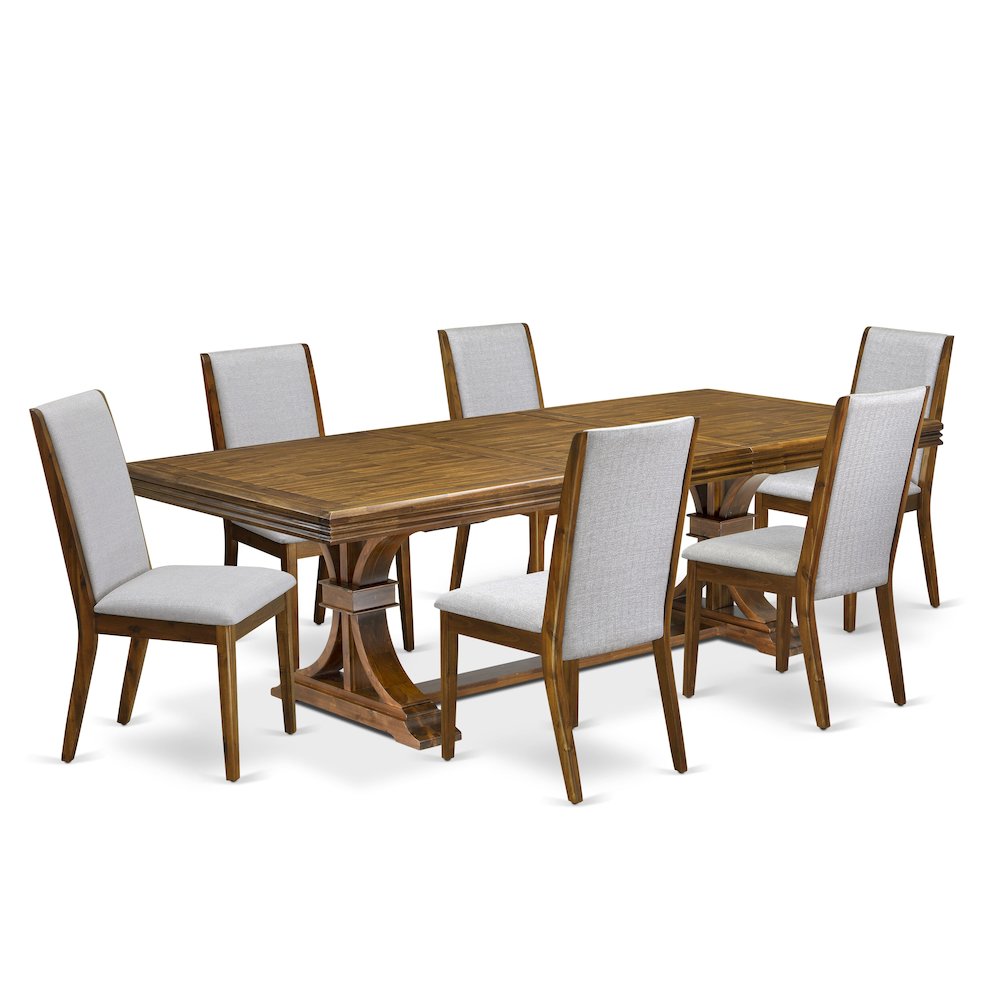 7 Pieces Dining table set of a Rectangular Dining Table and 6 Dining Chairs. Picture 1