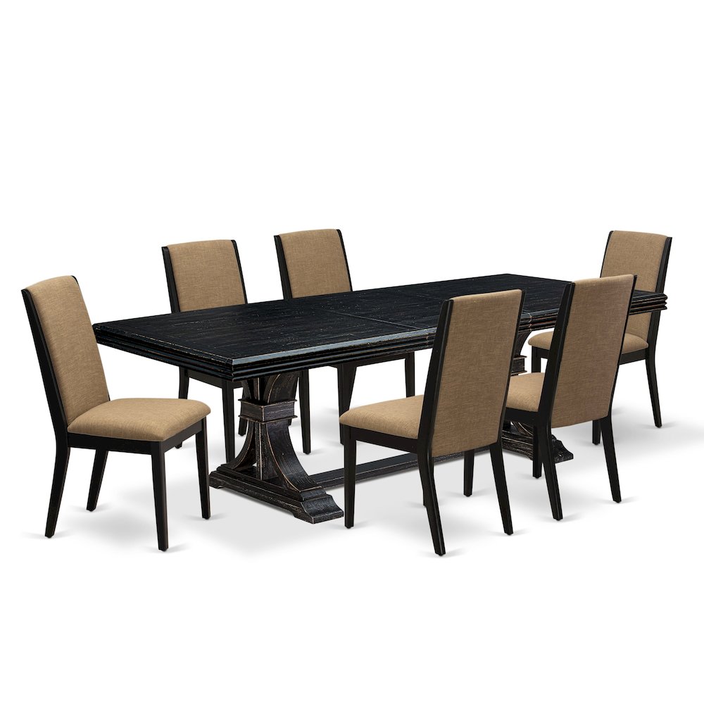 7 Pieces Dining table Set a Rectangular Kitchen Table and 6 Dining Chairs. Picture 1