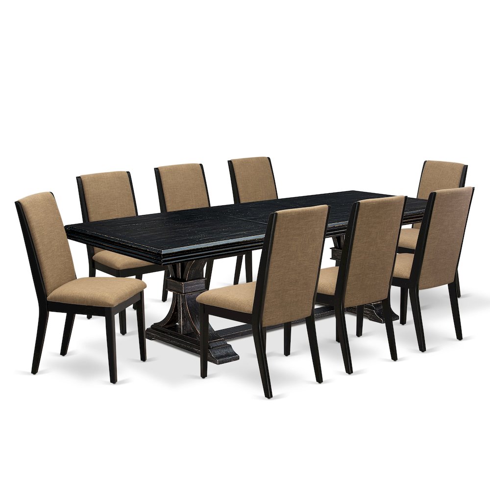 9 Pieces Dining table Set a Rectangular Dining Table and 8 Dining Chairs. Picture 1