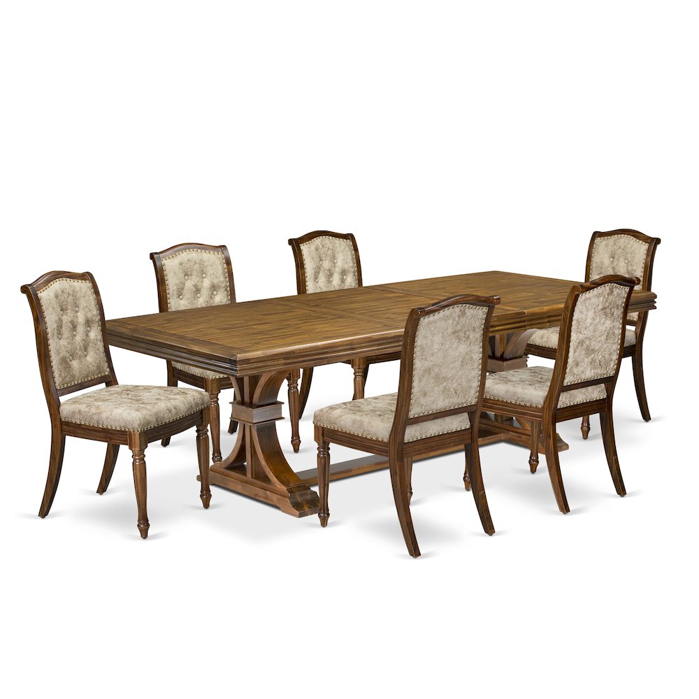 7 Pieces Dining Room set a Rectangular Dining Table and 6 Kitchen Chairs. Picture 1