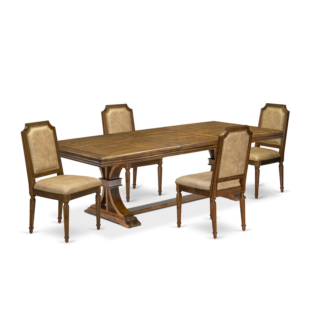 5 piece Dining Table Set a Kitchen Table and 4 Dark Grey Dinner Chairs. Picture 1