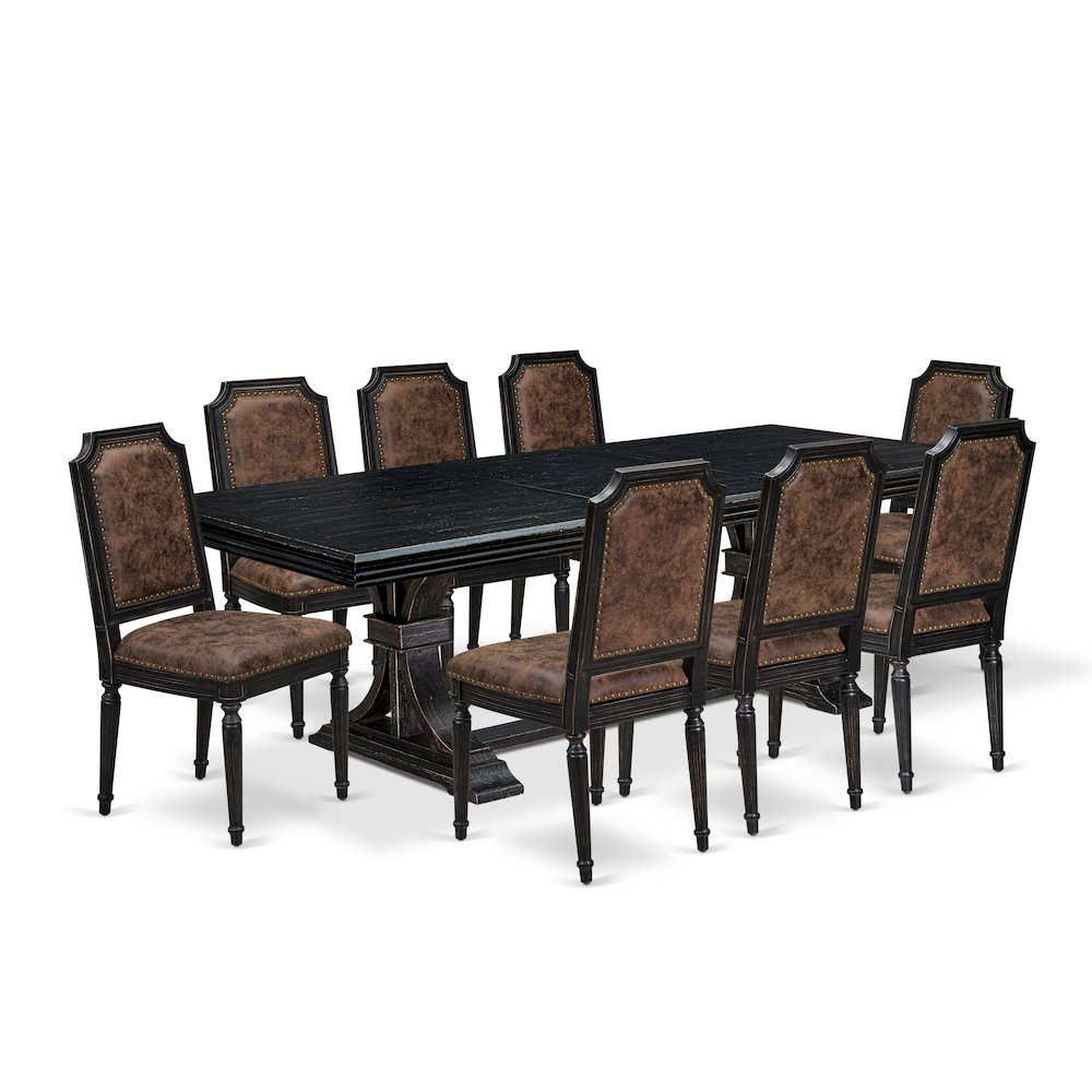 9 piece Dining Room Set includes a Kitchen Table and 8 PU Leather Dining Chairs. Picture 1