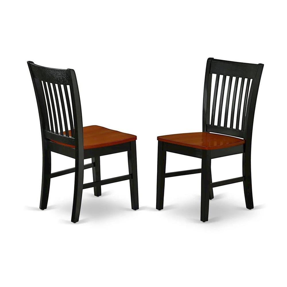 Wooden Dining Chair with Ladder Back for Kitchen or Dining Room, Black & Cherry, Set of 2. Picture 1