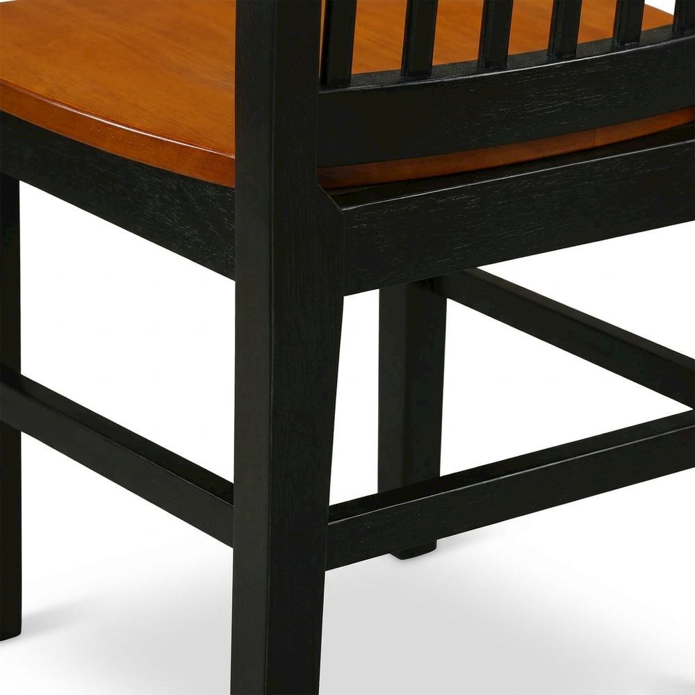 Wooden Dining Chair with Ladder Back for Kitchen or Dining Room, Black & Cherry, Set of 2. Picture 8