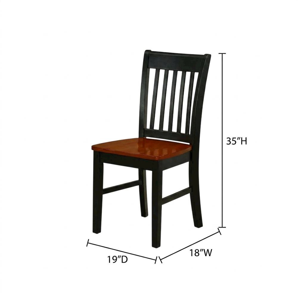 Wooden Dining Chair with Ladder Back for Kitchen or Dining Room, Black & Cherry, Set of 2. Picture 6