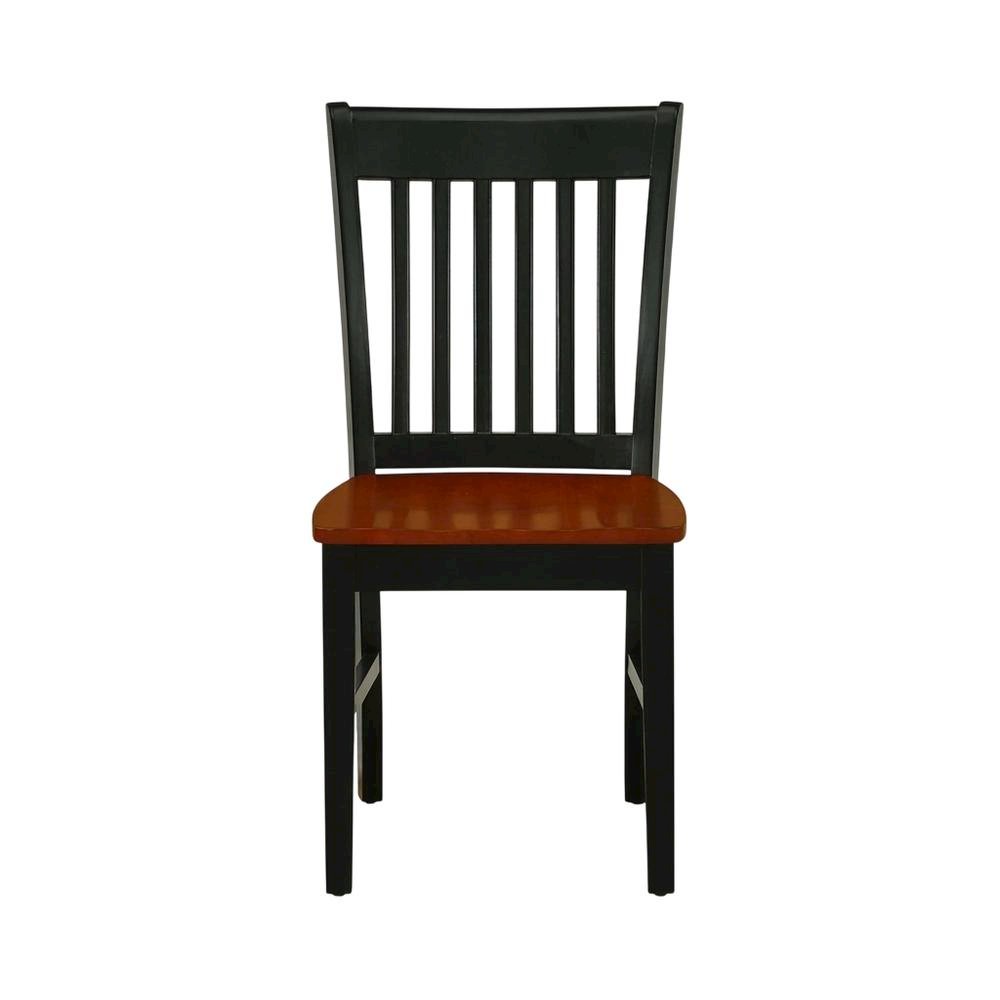 Wooden Dining Chair with Ladder Back for Kitchen or Dining Room, Black & Cherry, Set of 2. Picture 2