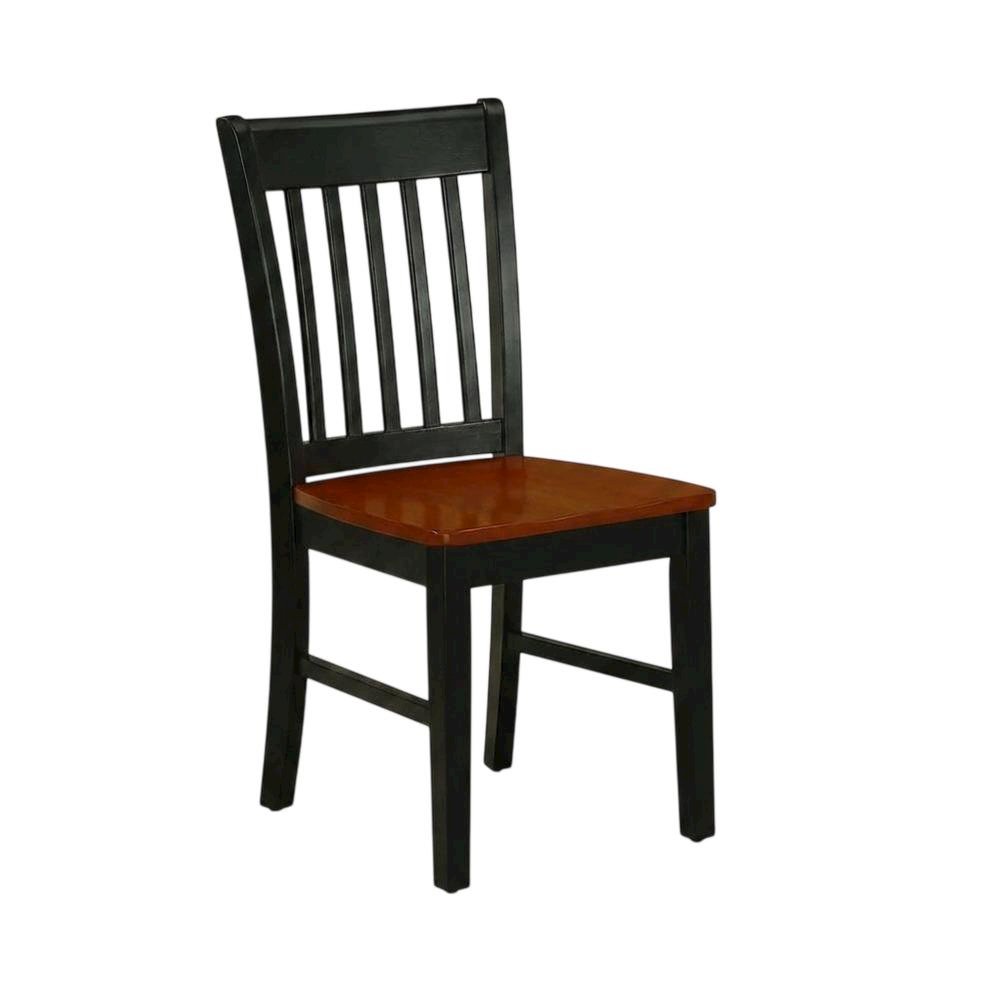 Wooden Dining Chair with Ladder Back for Kitchen or Dining Room, Black & Cherry, Set of 2. Picture 5
