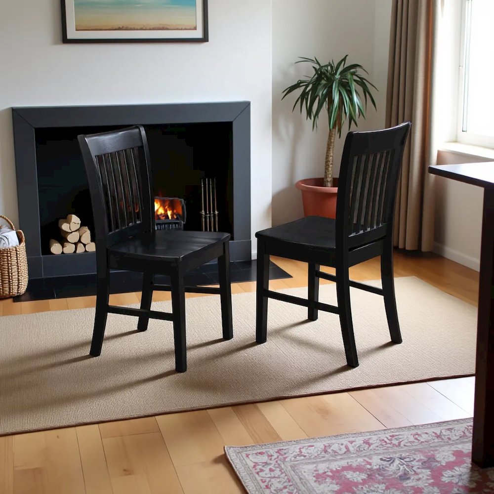 Elegant Black Wooden Dining Chairs – Set of 2 for Kitchen or Dining. Picture 2