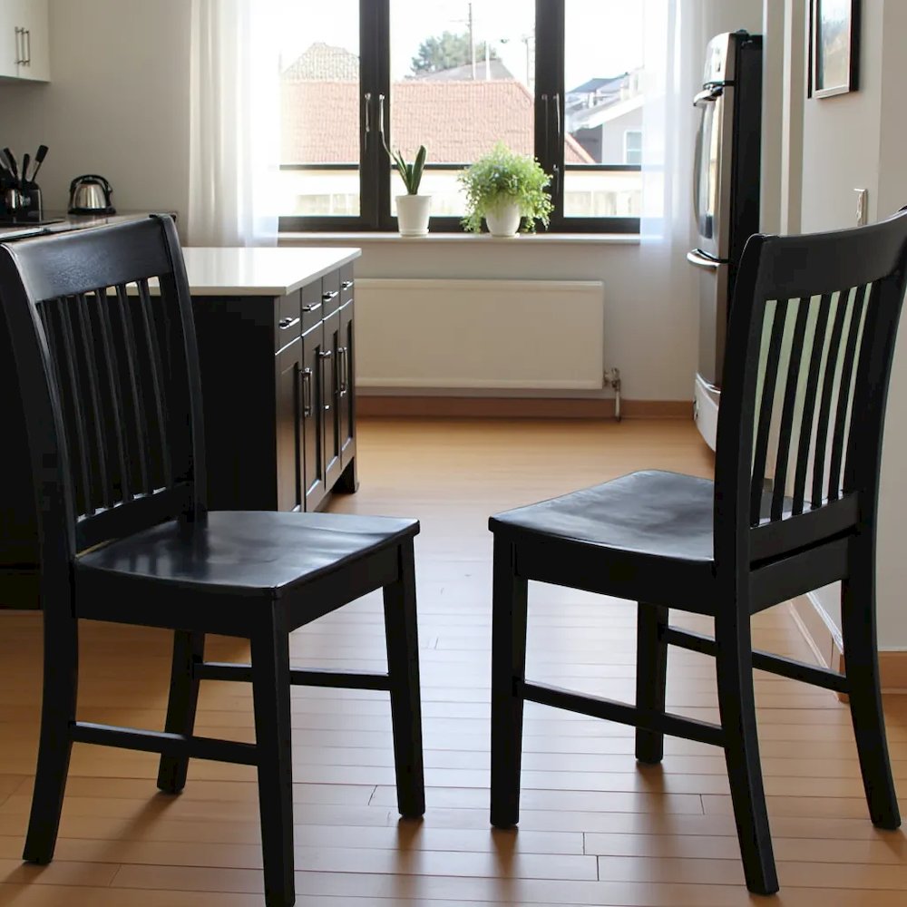 Elegant Black Wooden Dining Chairs – Set of 2 for Kitchen or Dining. Picture 3