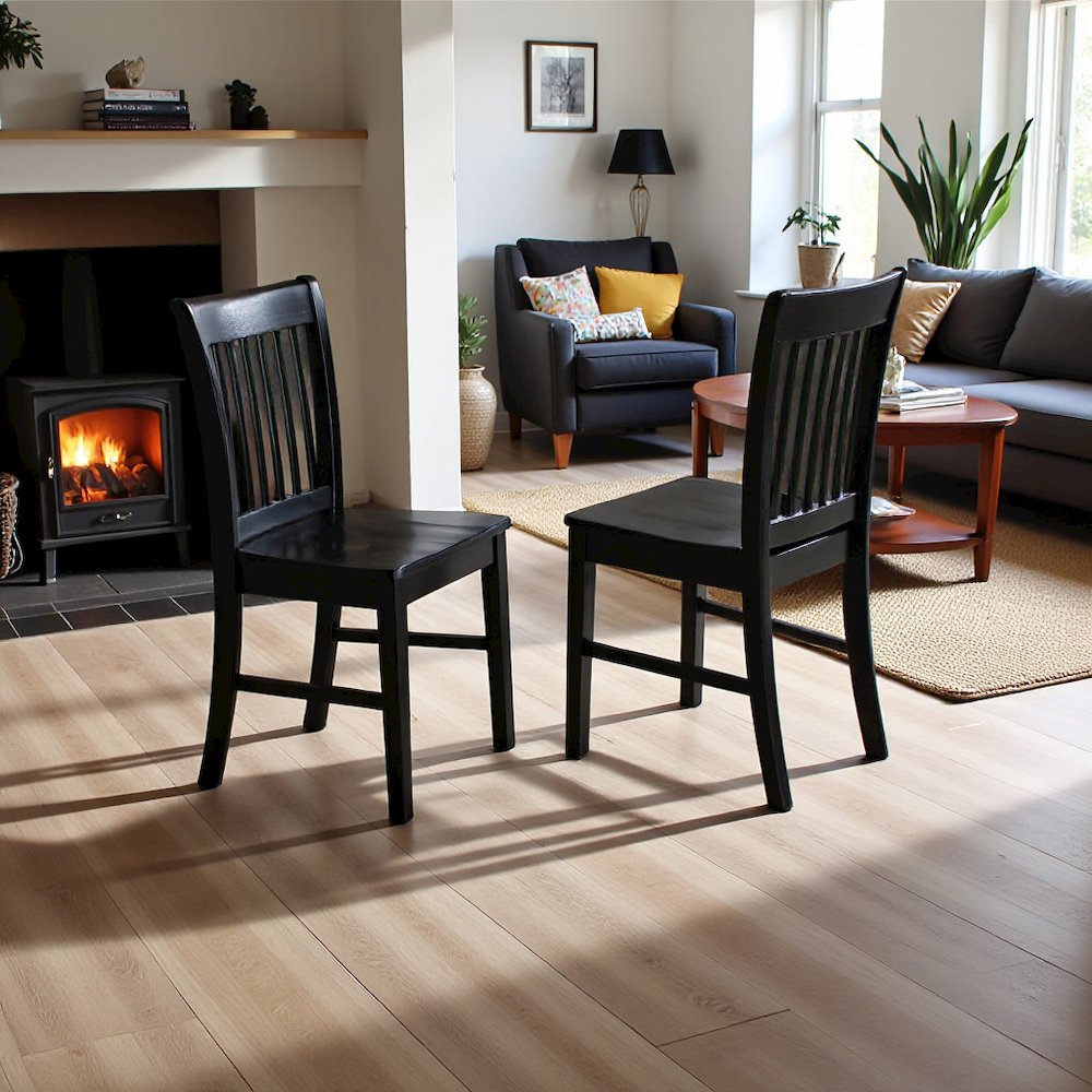 Elegant Black Wooden Dining Chairs – Set of 2 for Kitchen or Dining. Picture 4